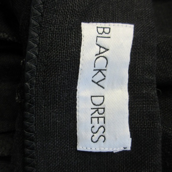 Blacky Dress Women's Black 100% Linen High Waist Pleated Trouser Pants 464 - Picture 9 of 15